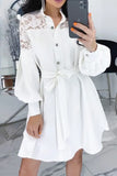 Piper White Lace Belted Shirt Dress