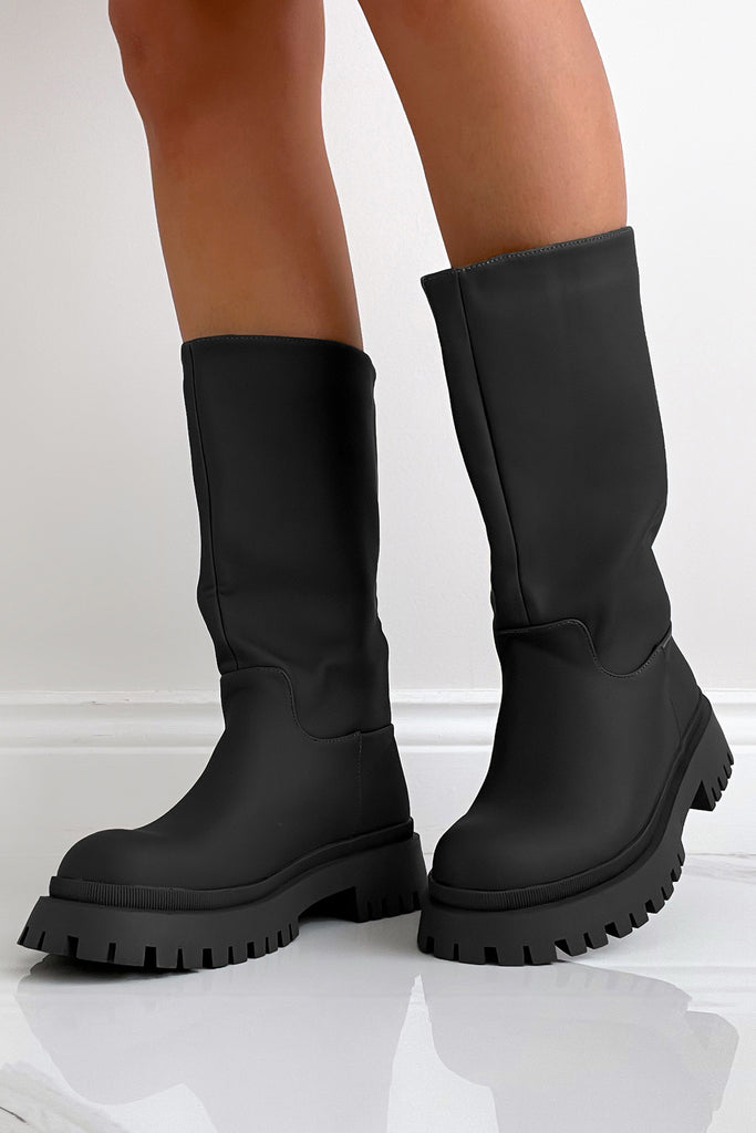 Polly Black Chunky Sole Boots