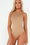 Prim Camel Slinky Sleeveless Bodysuit