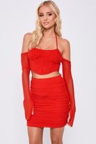 Primrose Red Mesh Skirt Co Ord