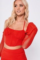 Primrose Red Mesh Skirt Co Ord