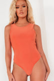 Quinn Orange Sleeveless Slinky Bodysuit