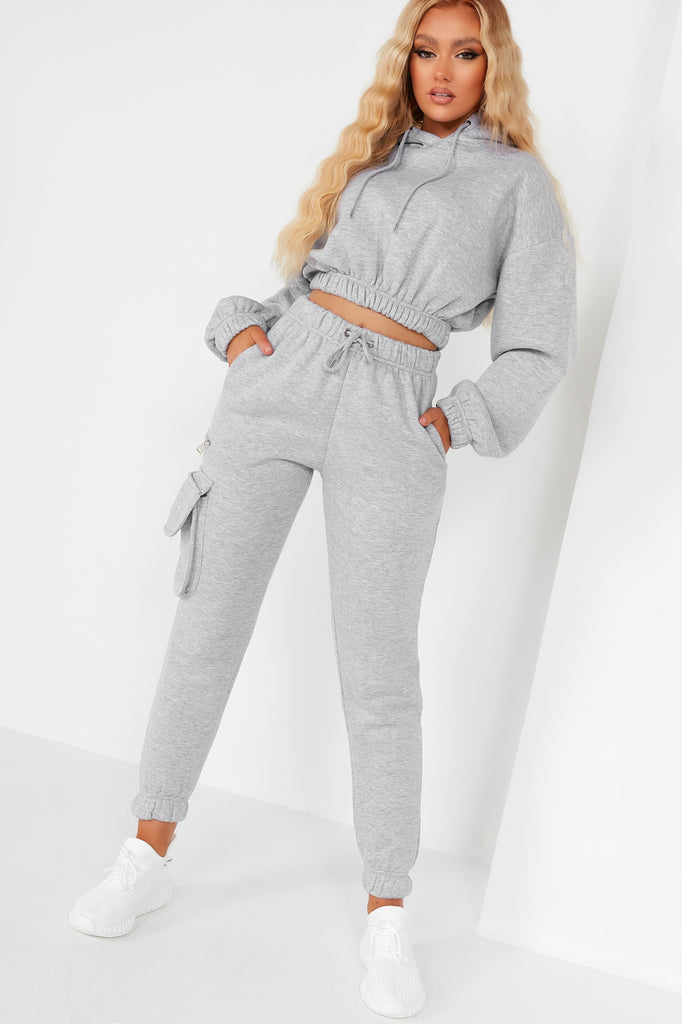 Robyn Grey Crop Hooded Jogger Co Ord