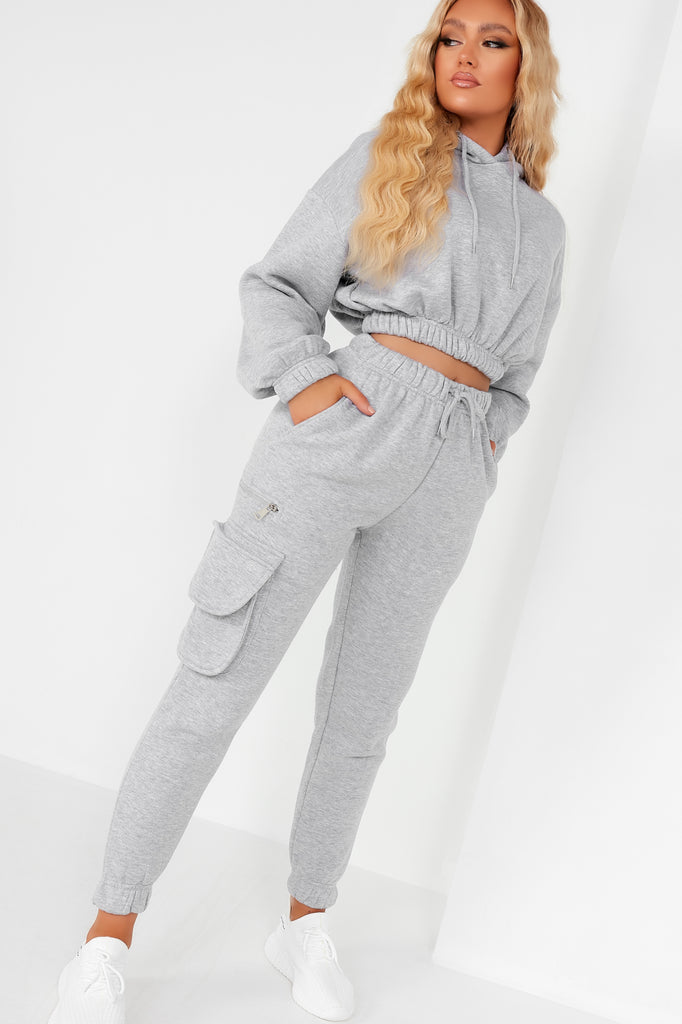 Robyn Grey Crop Hooded Jogger Co Ord