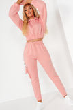 Robyn Pink Crop Hooded Jogger Co Ord