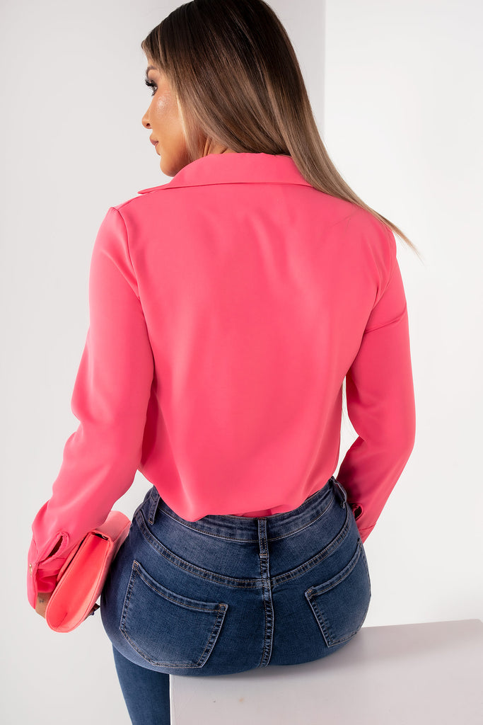 Shania Pink Twist Front Blouse