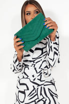 Stella Dark Green Suedette Clutch Bag