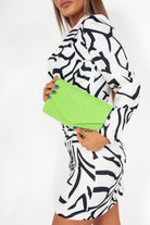 Stella Neon Lime Suedette Clutch Bag