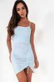 Taliyah Blue Slinky Ruched Dress