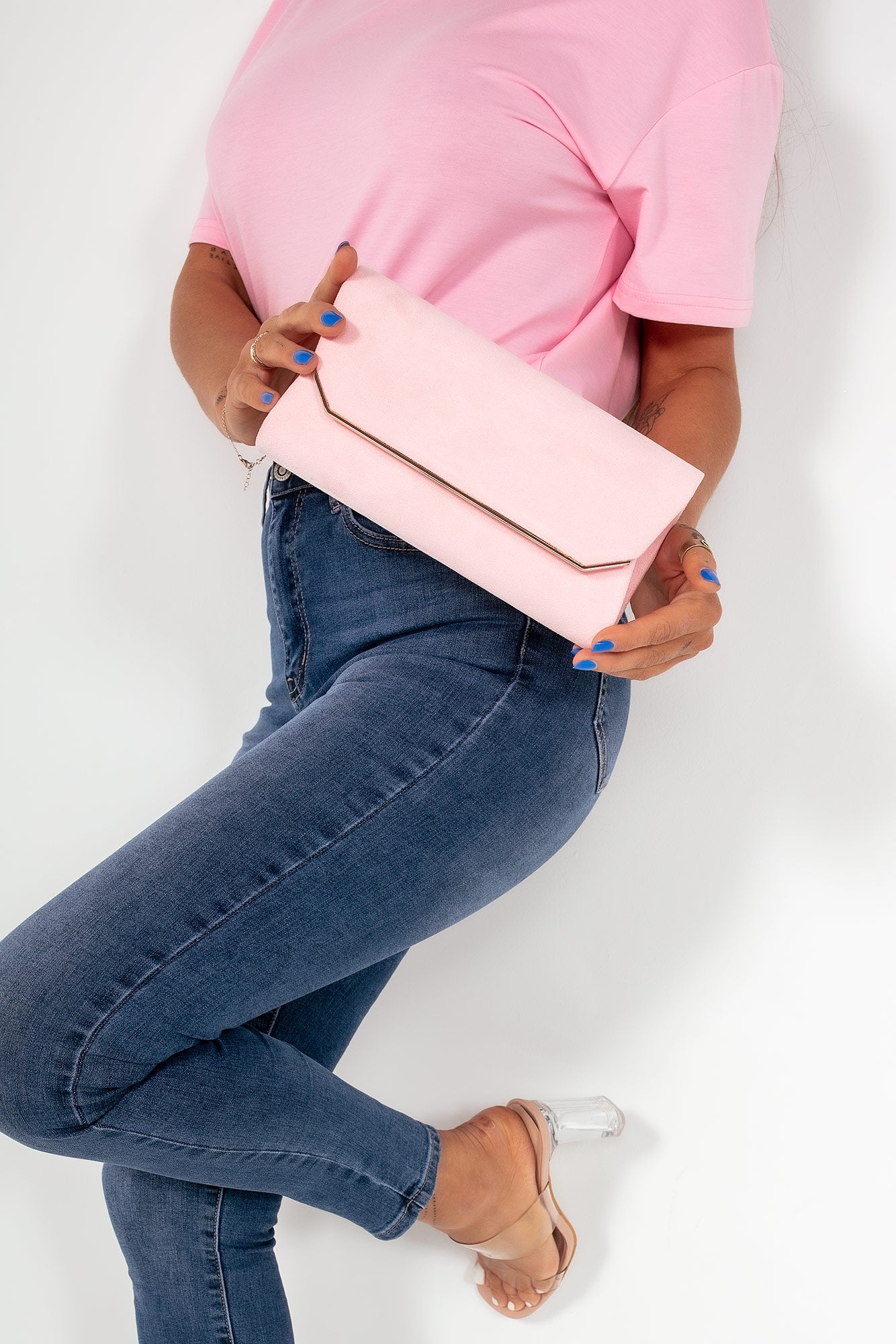 Trixie Pink Suedette Clutch